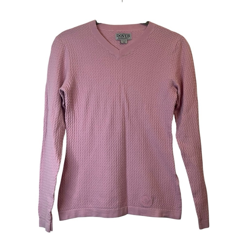 Dover Saddlery IconEQ Ladies' Rowan Equestrian Pink V-Neck Knit Sweater SZ XS